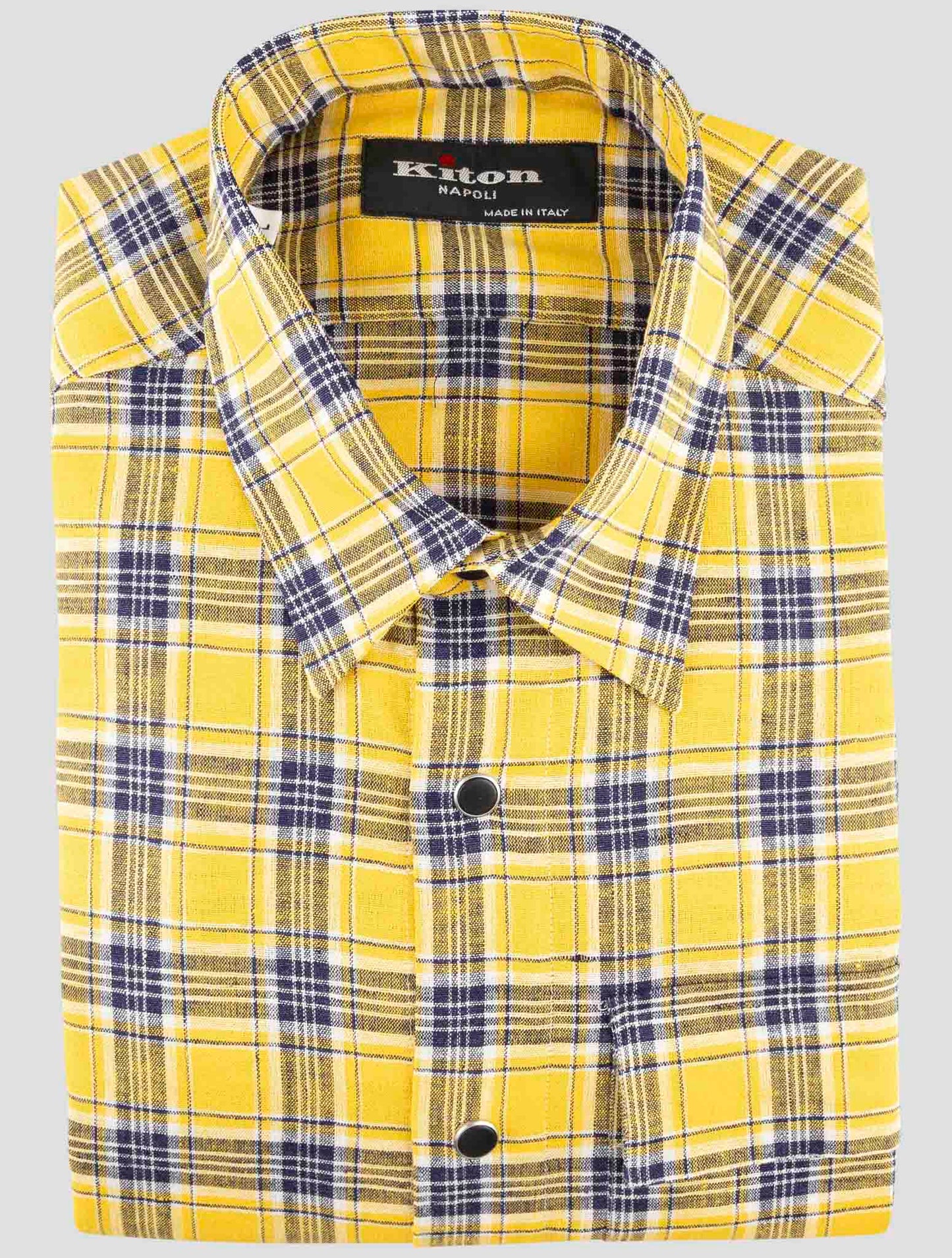 Kiton Yellow Linen Ea Pl Shirt