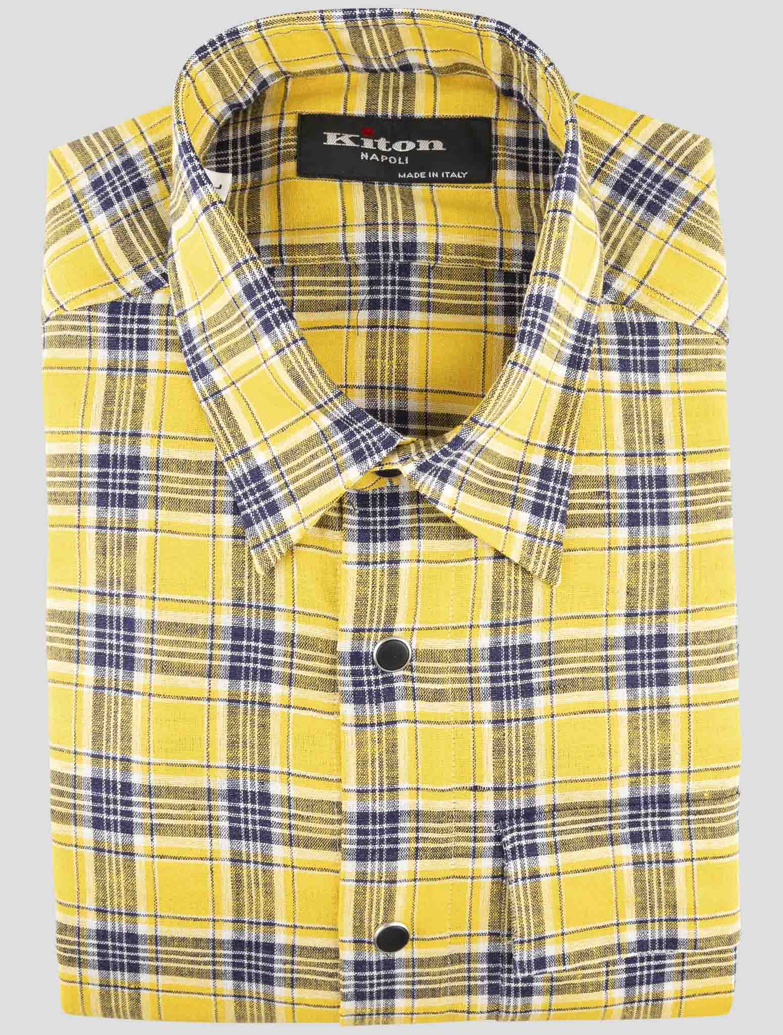 Kiton Yellow Linen Ea Pl Shirt