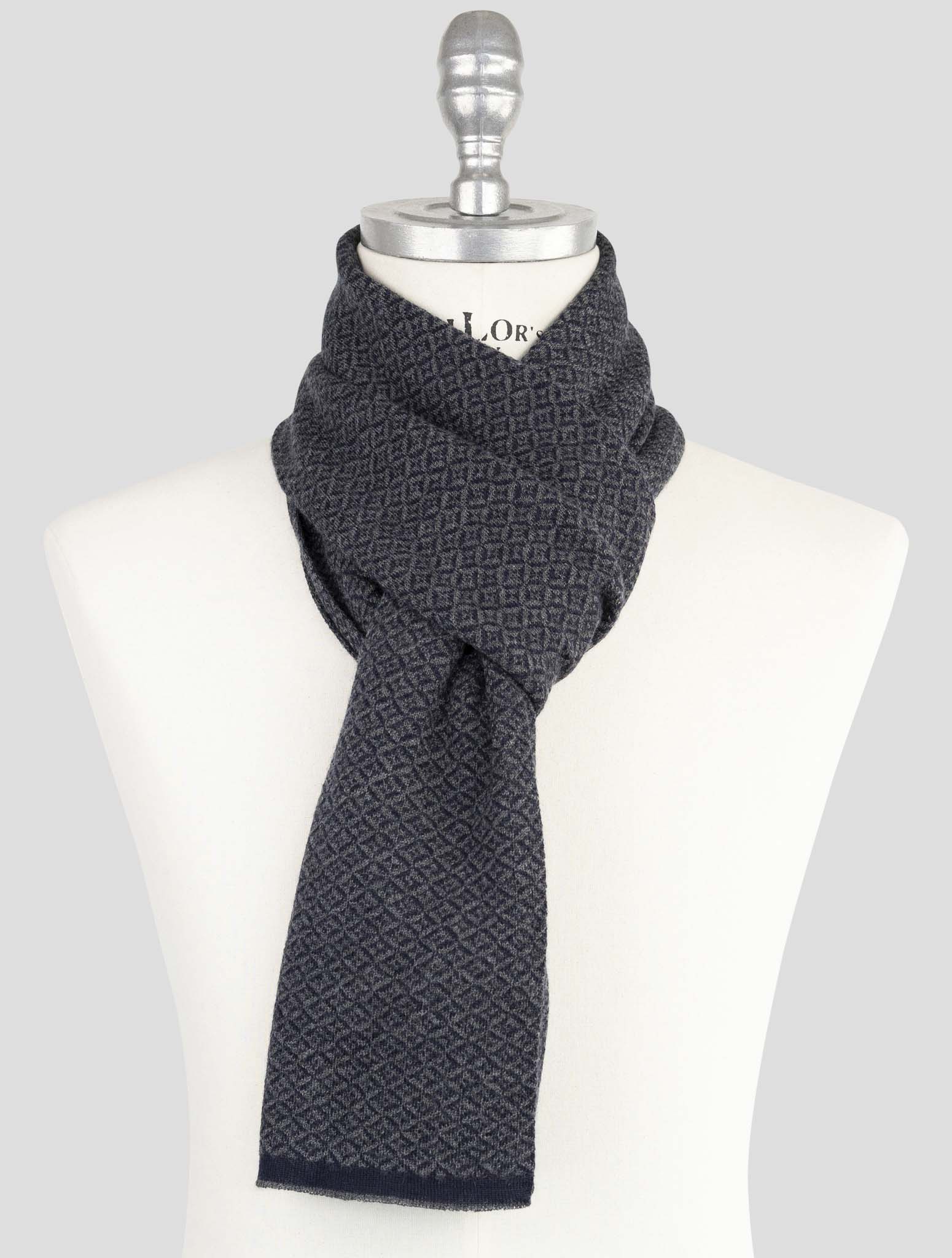 Kiton Gray Blue Cashmere Silk Scarf