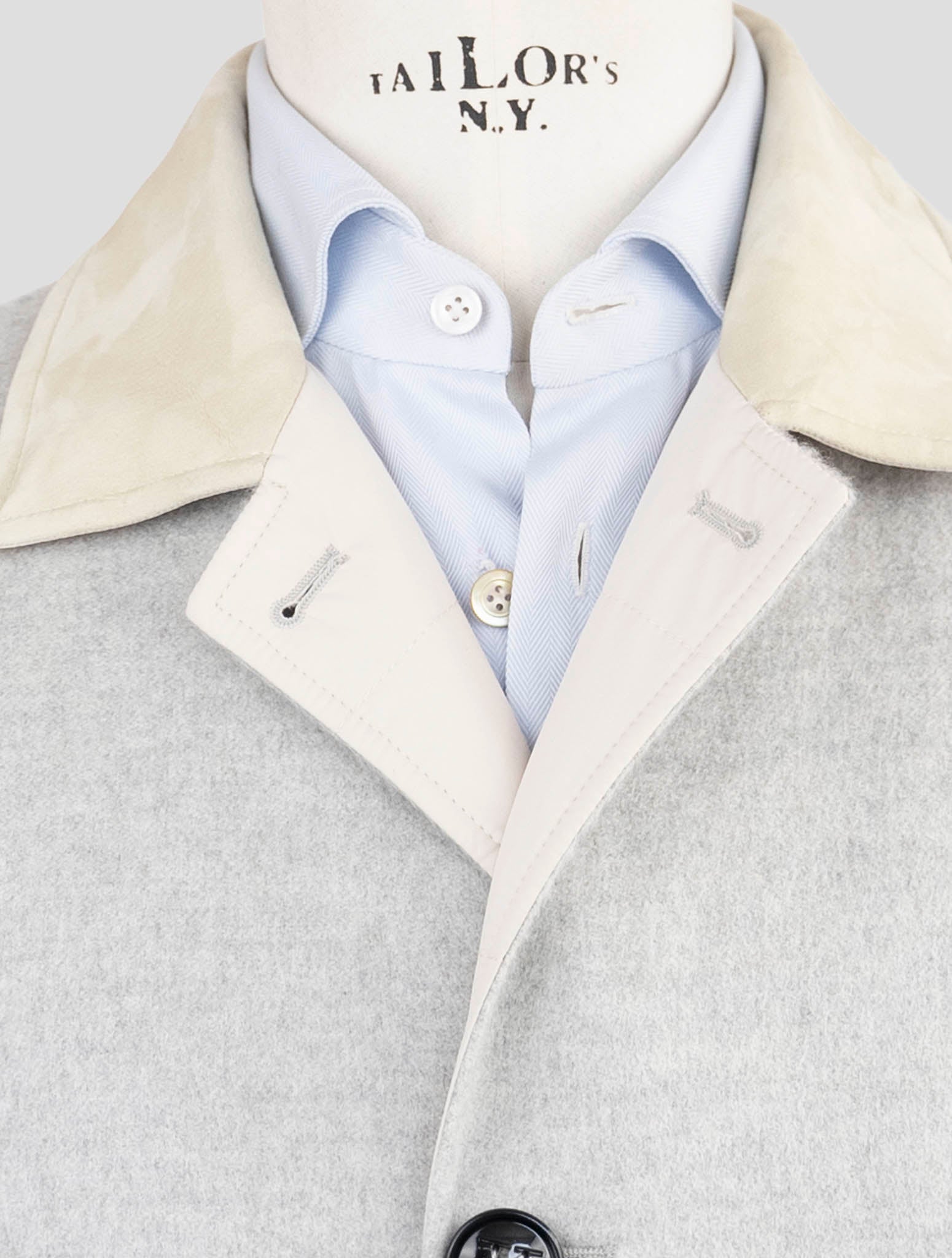 Kiton Beige Gray Pl Cashmere Reverse Overcoat
