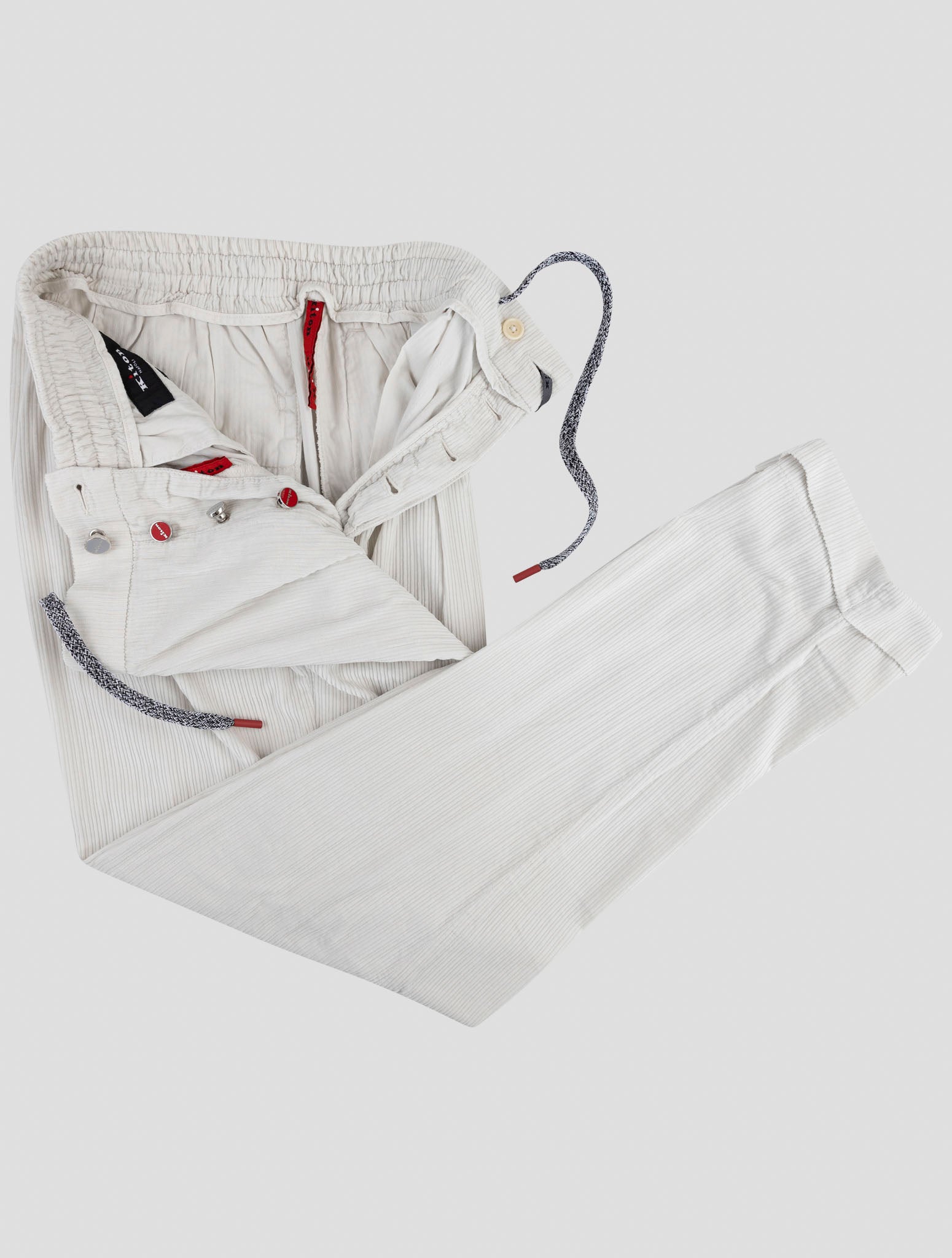 Kiton White Cotton Velvet Pants