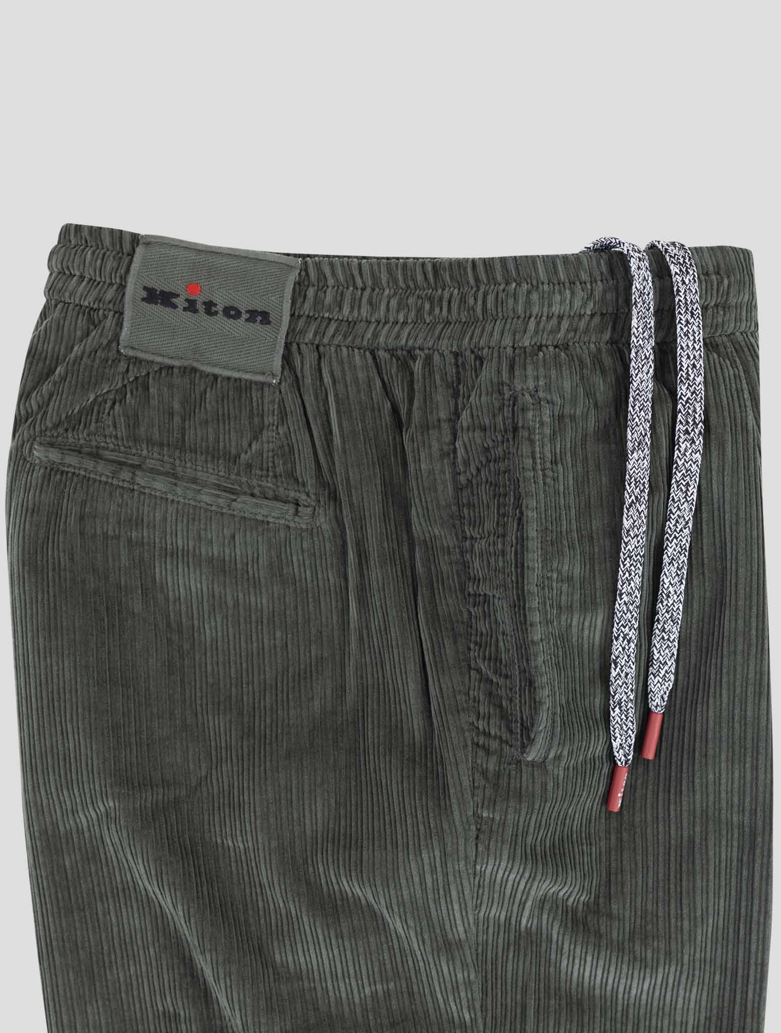 Kiton Green Cotton Velvet Pants