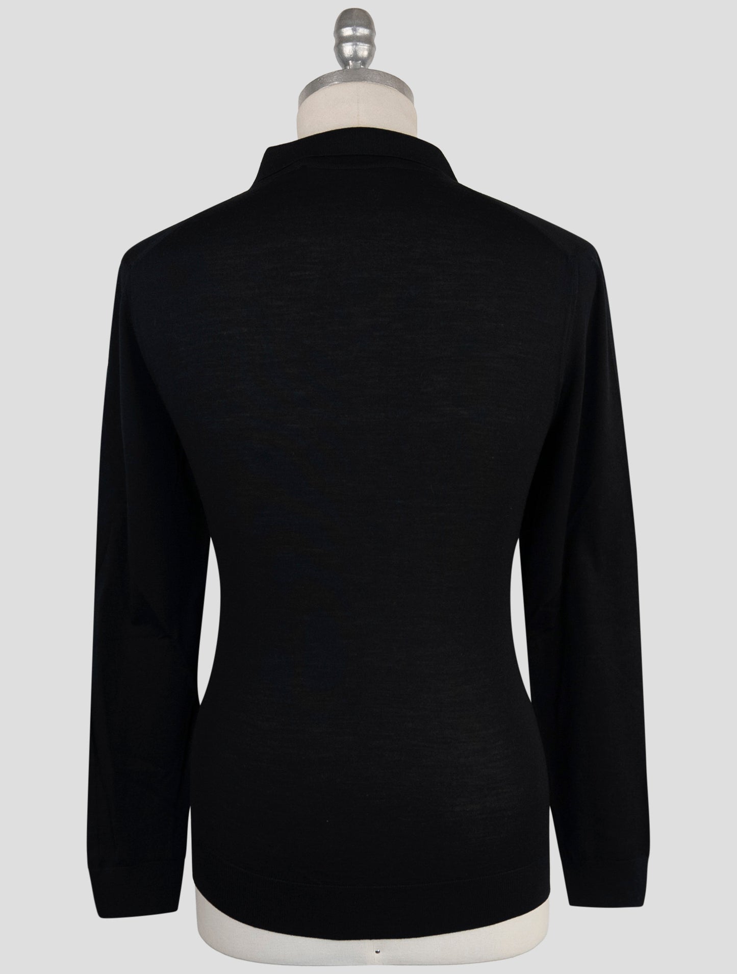 Kiton Black Wool Sweater Polo Half Zip