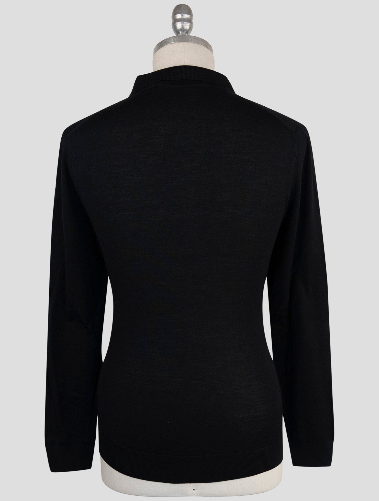 Kiton Black Wool Sweater Polo Half Zip