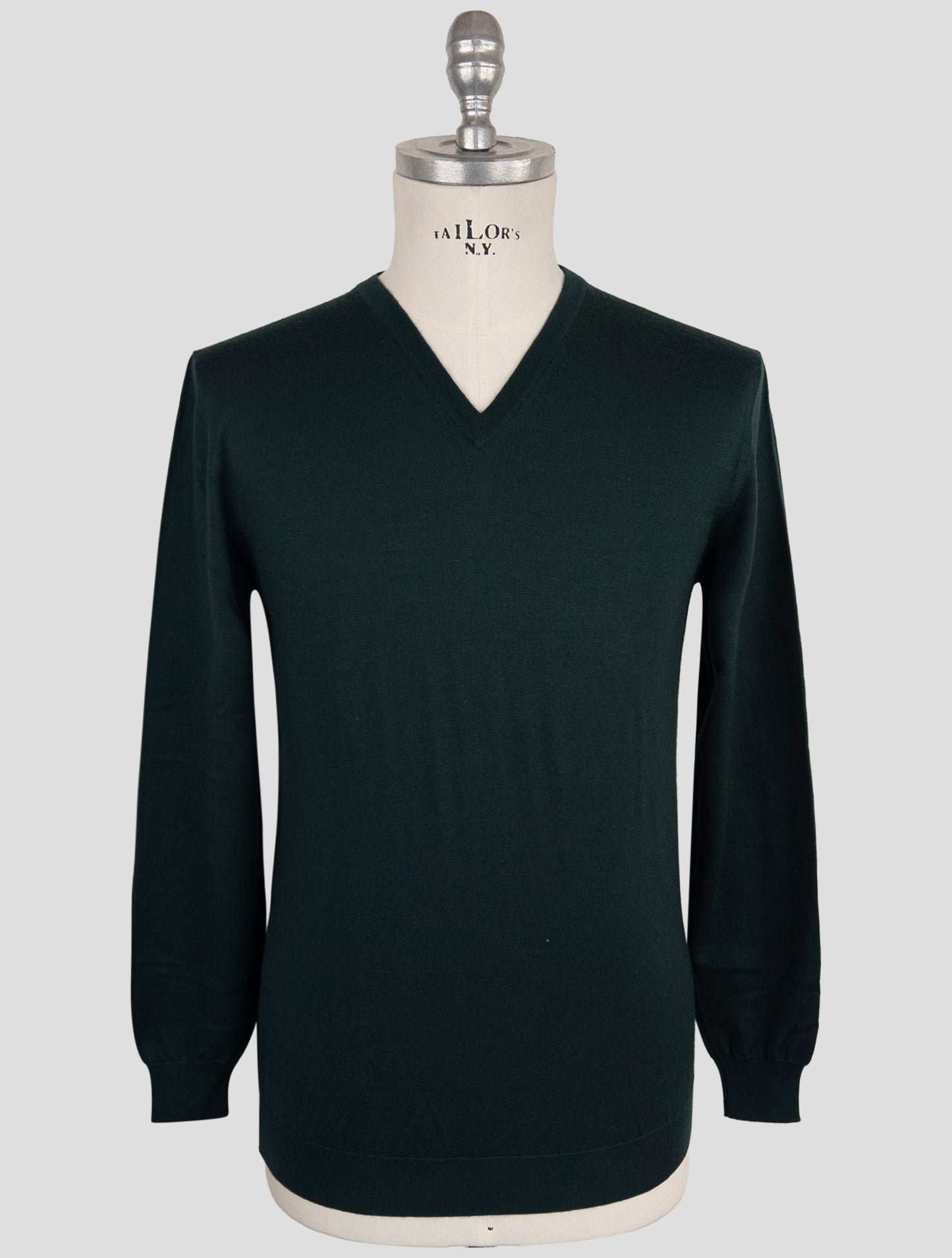 Kiton Green Cashmere Silk Sweater V-Neck