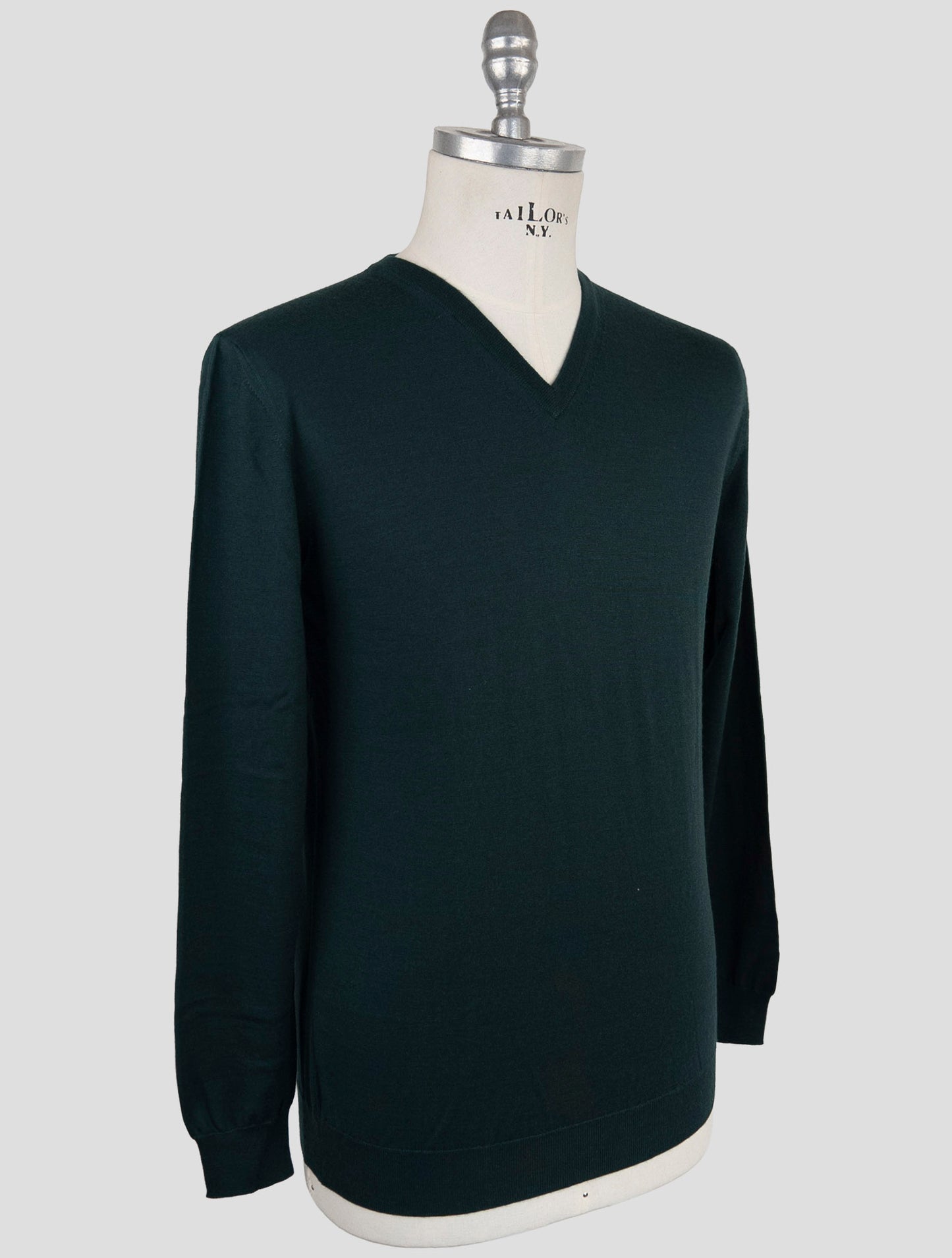 Kiton Green Cashmere Silk Sweater V-Neck