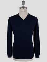 Kiton Blue Cashmere Silk Sweater V-Neck