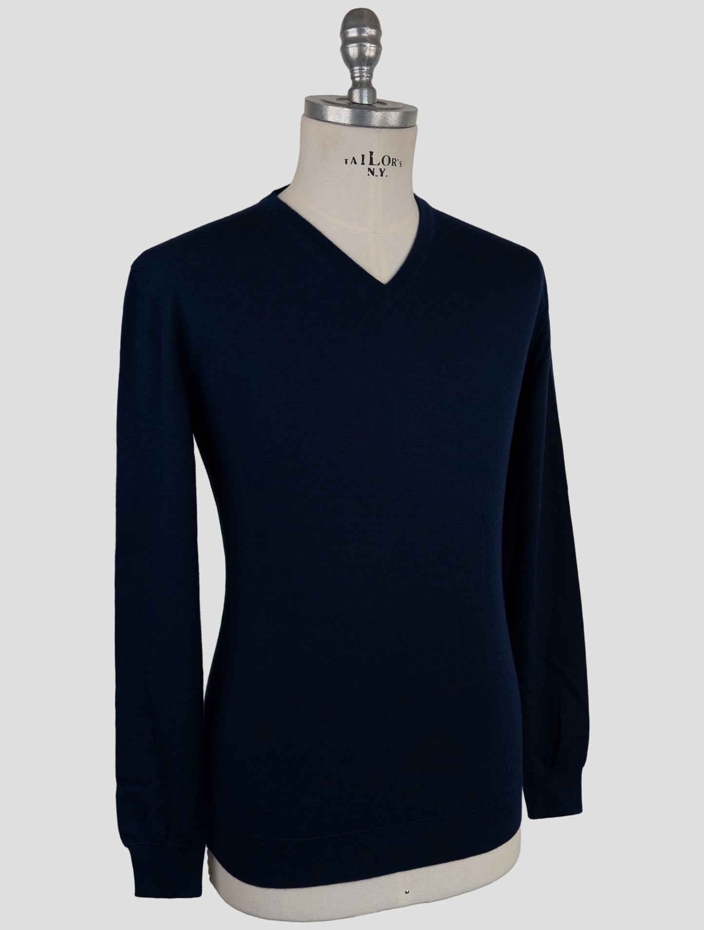 Kiton Blue Cashmere Silk Sweater V-Neck
