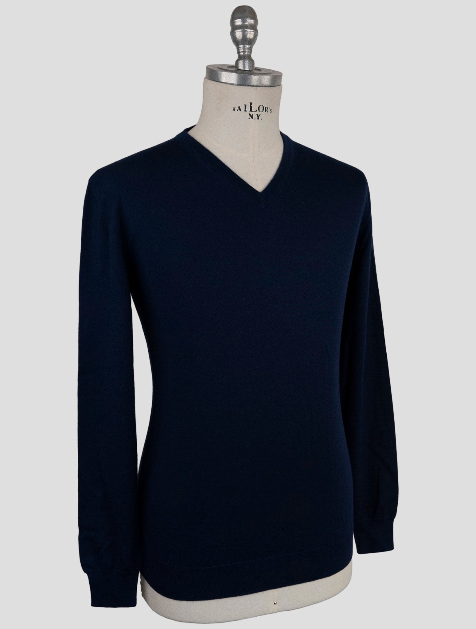 Kiton Blue Cashmere Silk Sweater V-Neck