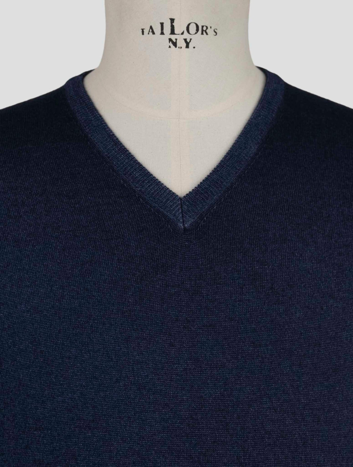 Kiton Blue Wool Sweater V-Neck
