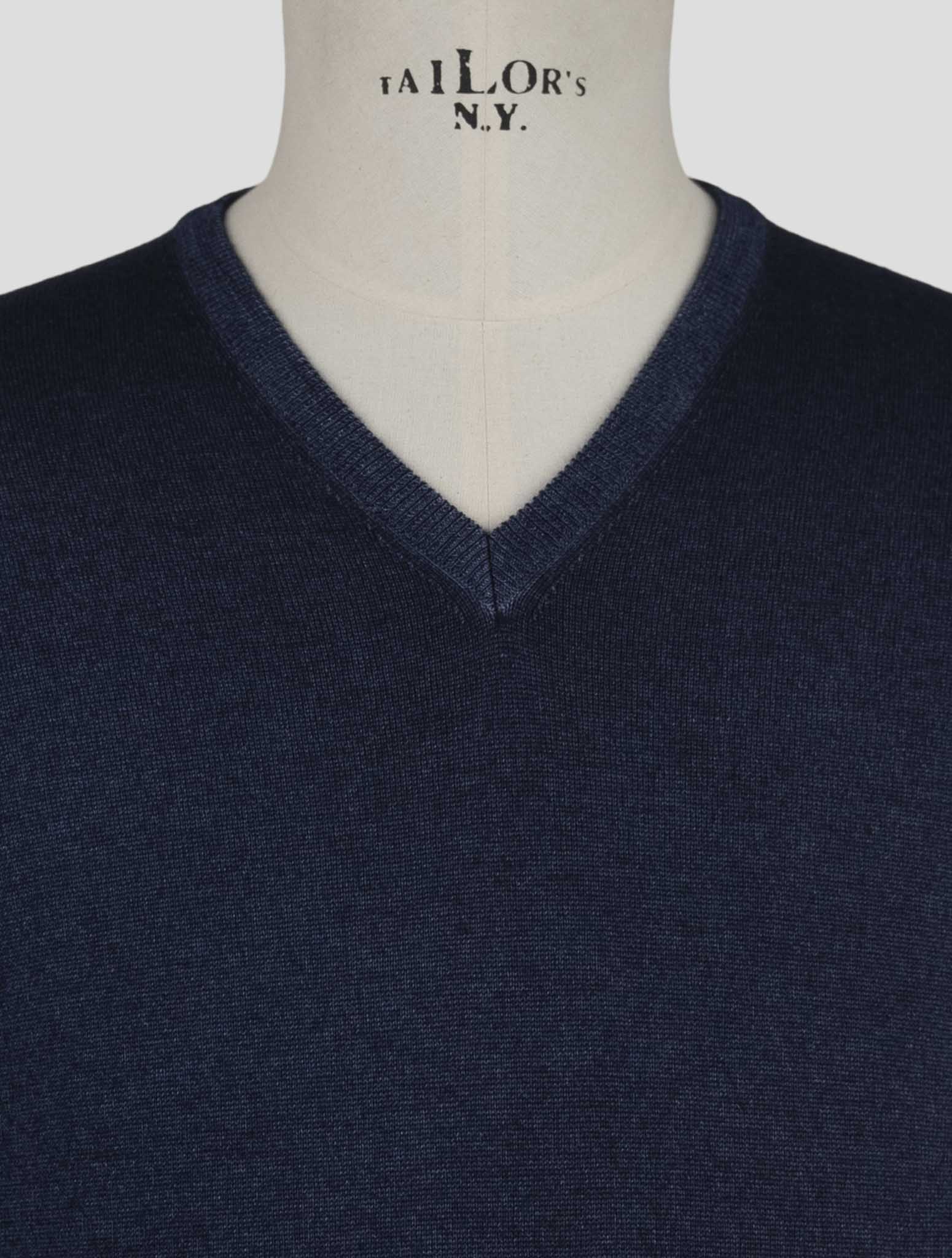 Kiton Blue Wool Sweater V-Neck