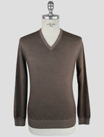 Kiton Brown Wool Sweater V-Neck
