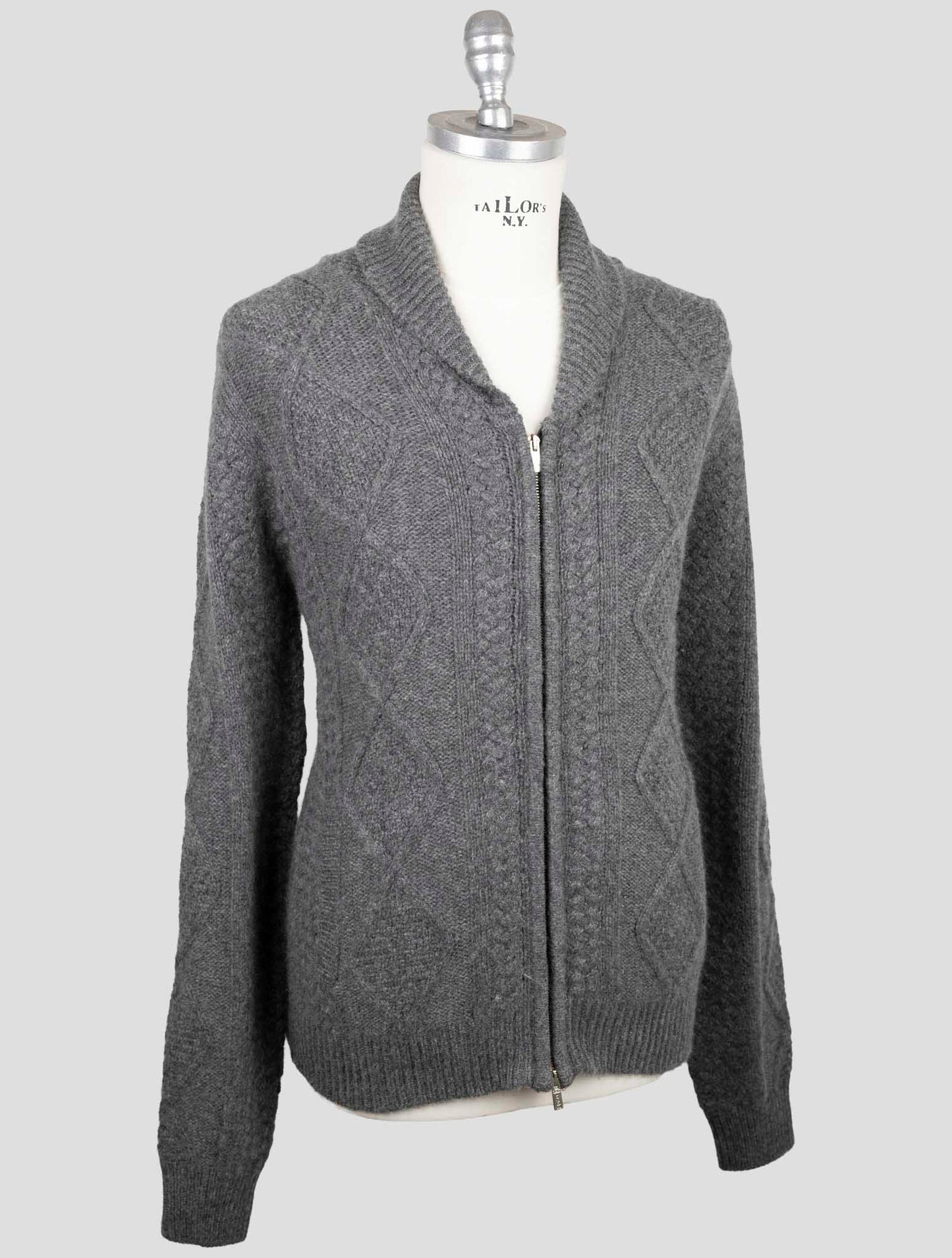 Kiton Gray Cashmere Sweater Full Zip