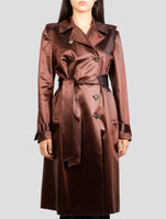 Kiton Burgundy Cotton Acetate Overcoat