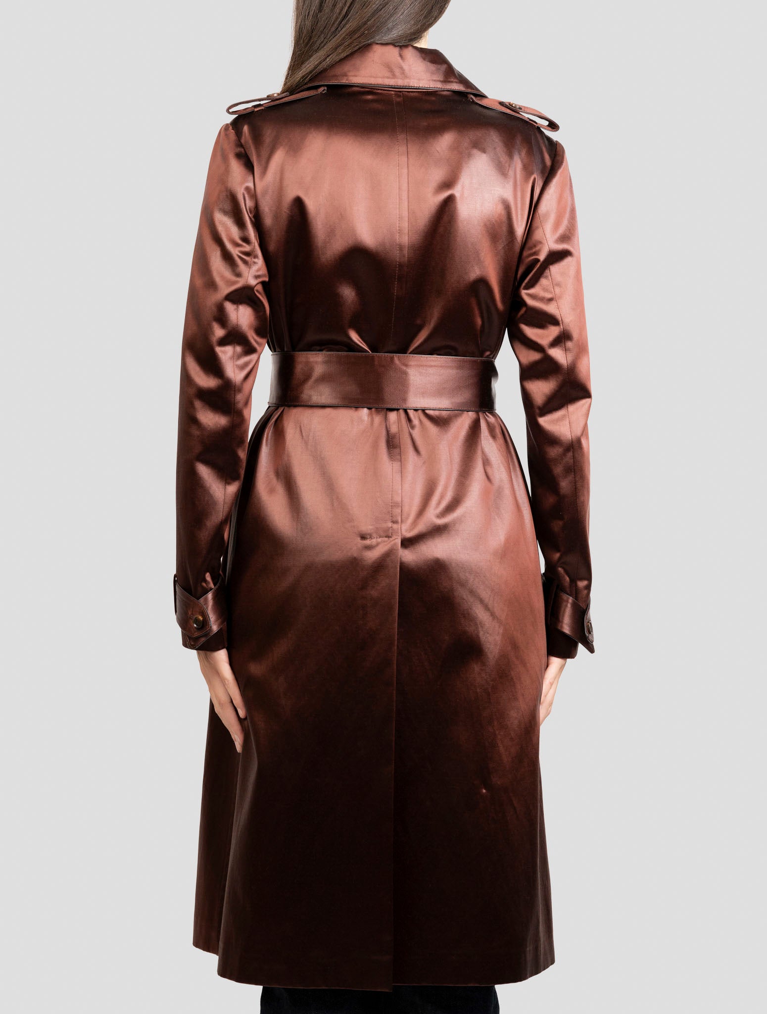 Kiton Burgundy Cotton Acetate Overcoat