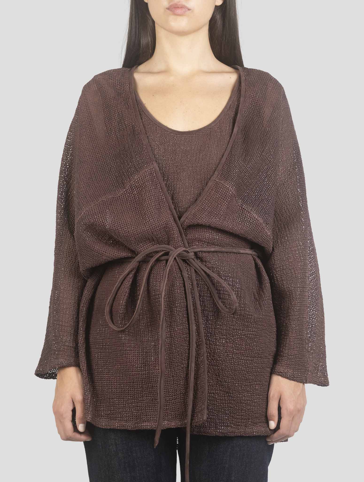 Kiton Brown Leather Coat