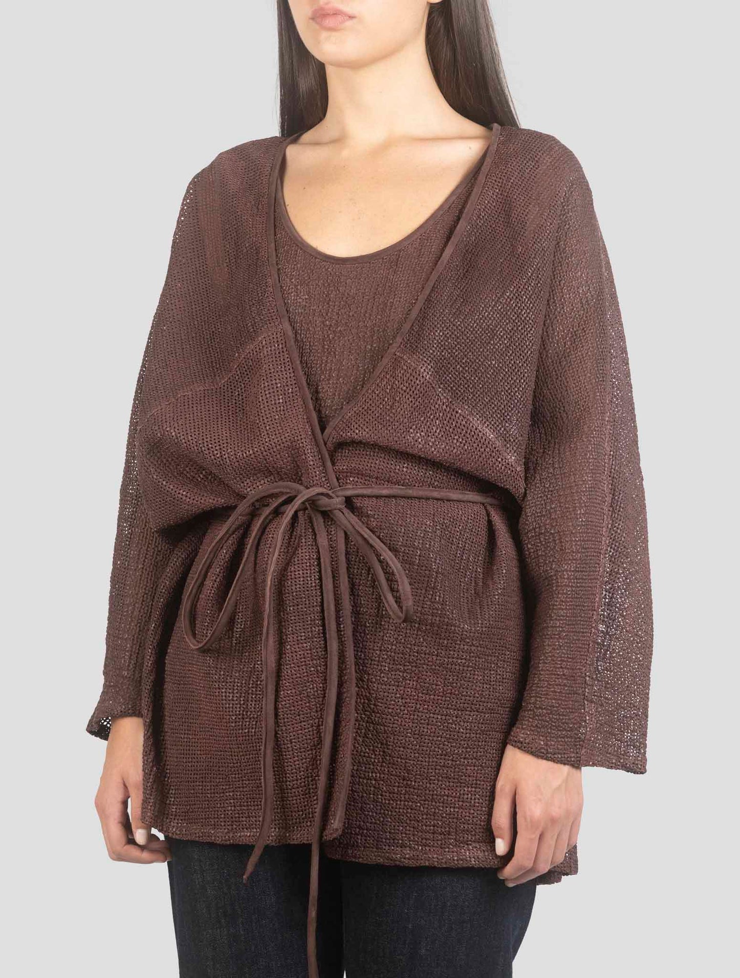 Kiton Brown Leather Coat