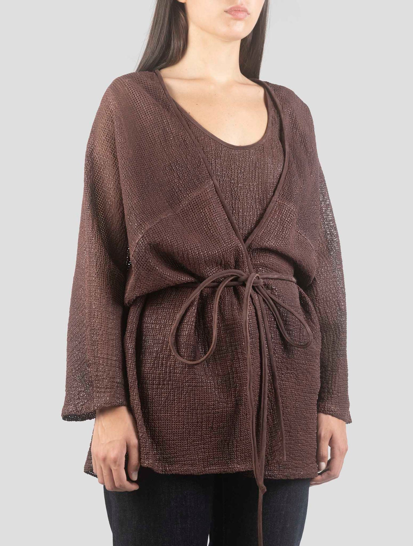 Kiton Brown Leather Coat