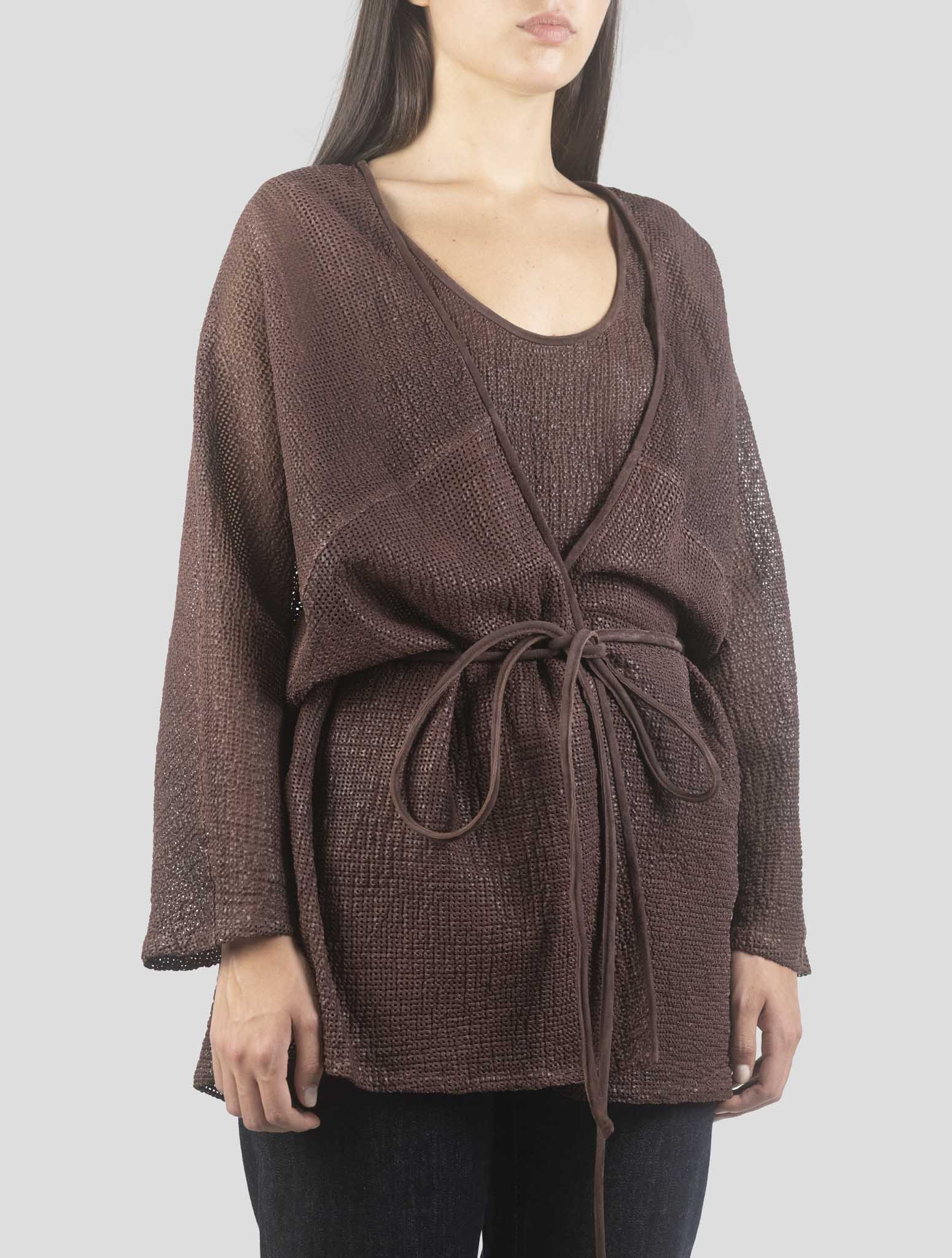 Kiton Brown Leather Coat