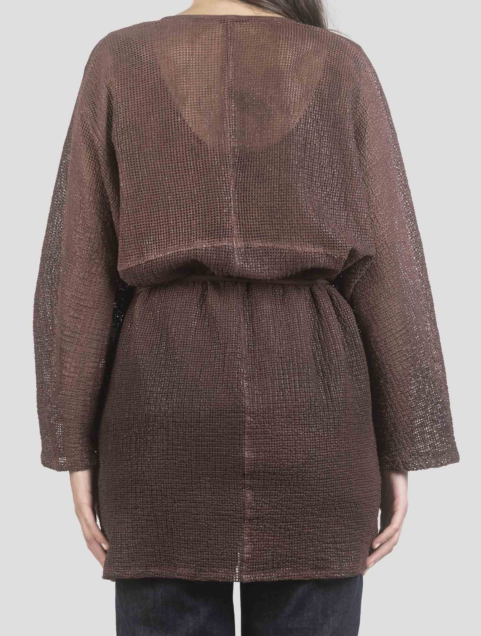 Kiton Brown Leather Coat