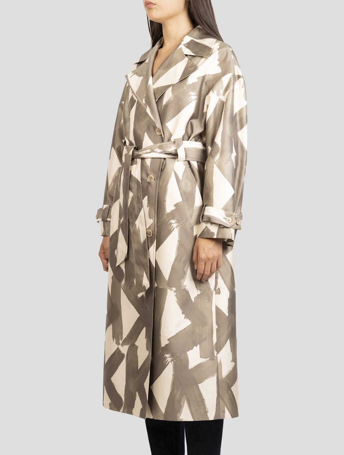 Kiton Green White Cotton Silk Overcoat