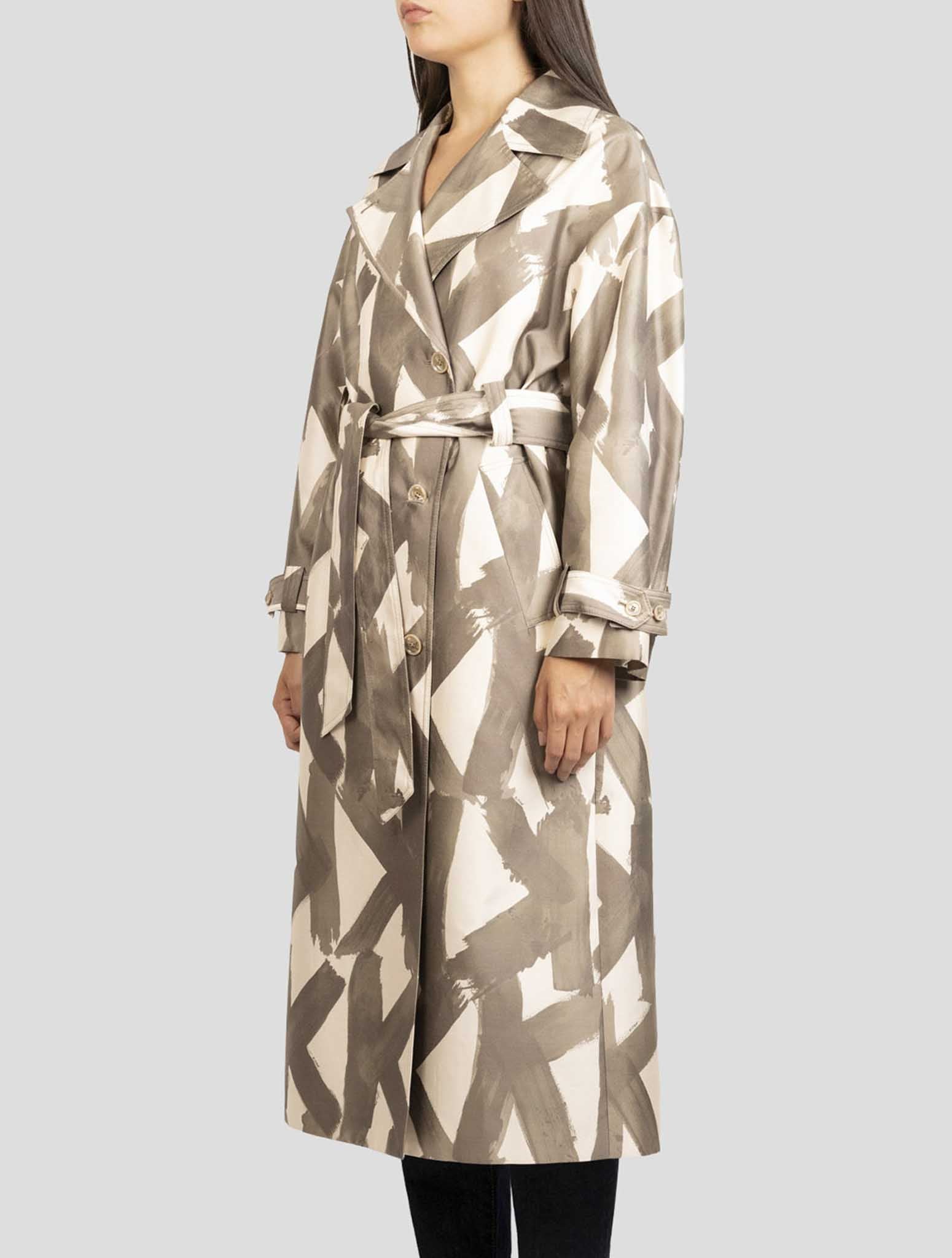 Kiton Green White Cotton Silk Overcoat