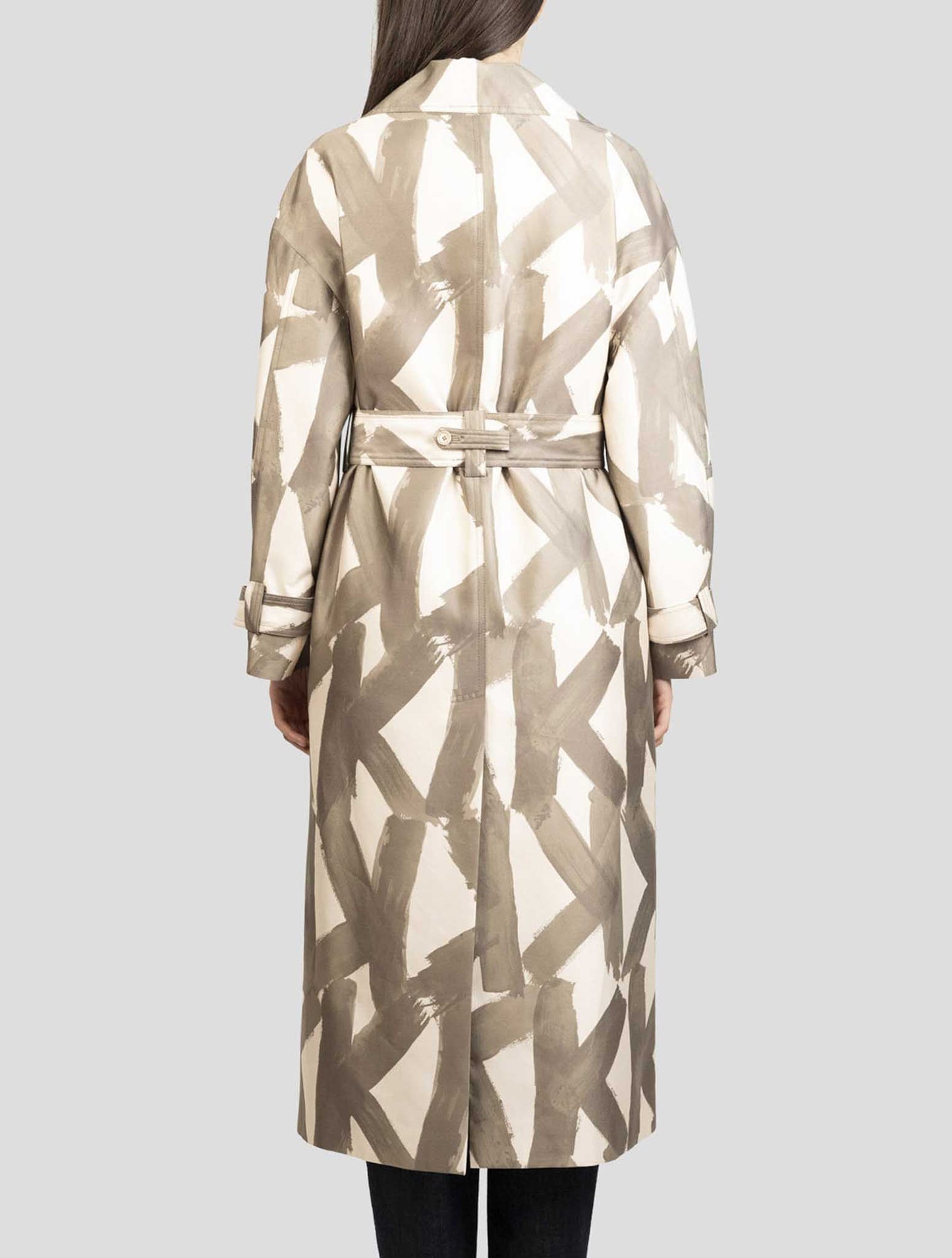 Kiton Green White Cotton Silk Overcoat