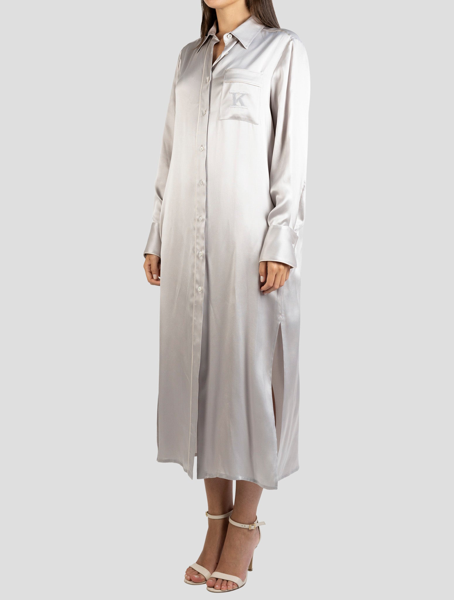 Kiton Gray Silk Dress