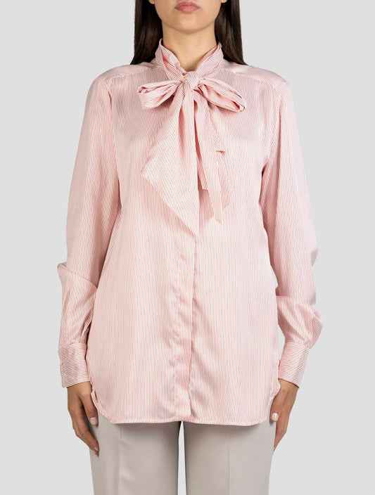 Kiton White Red Silk Shirt