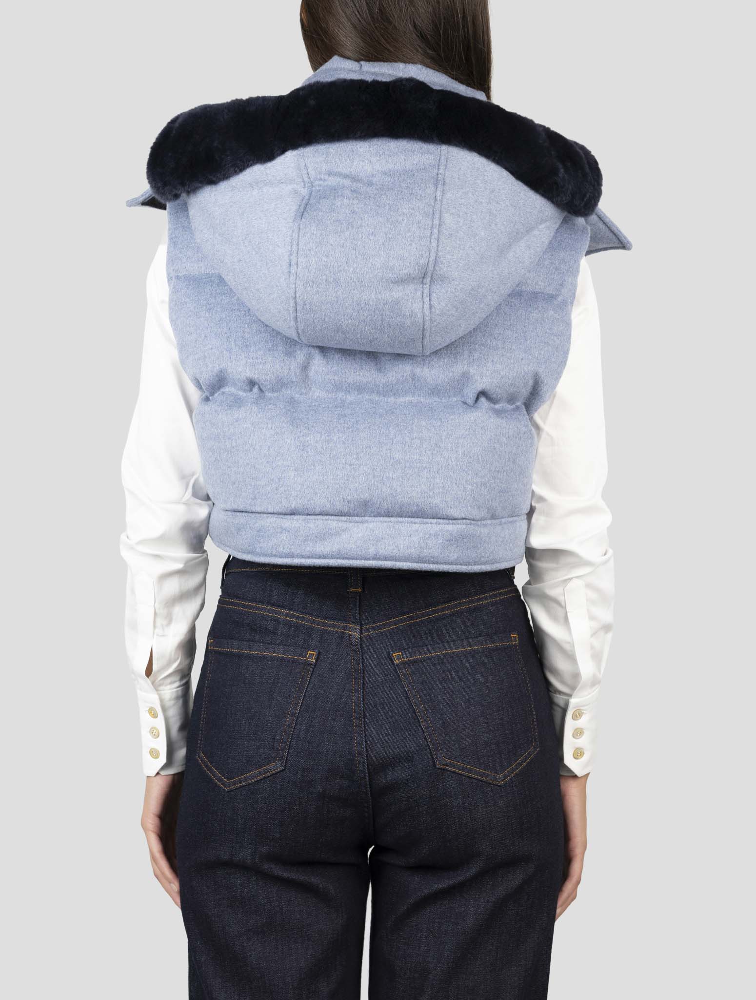 Kiton Light Blue Cashmere Coat Gilet