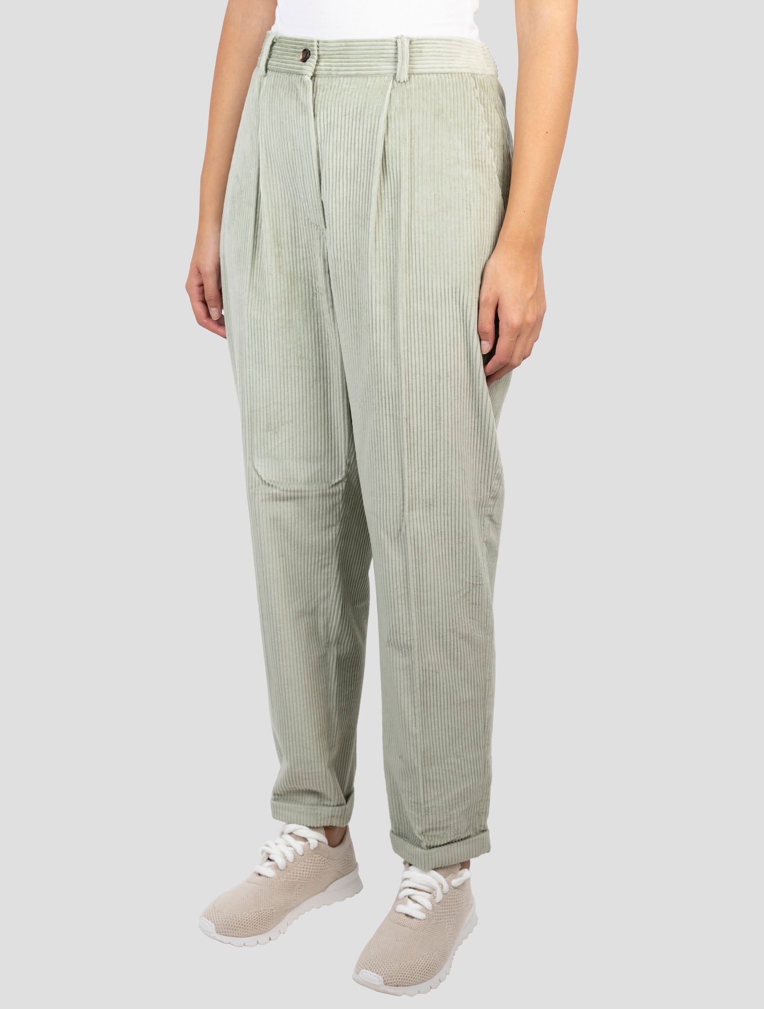 Kiton Green Cotton Velvet Pants
