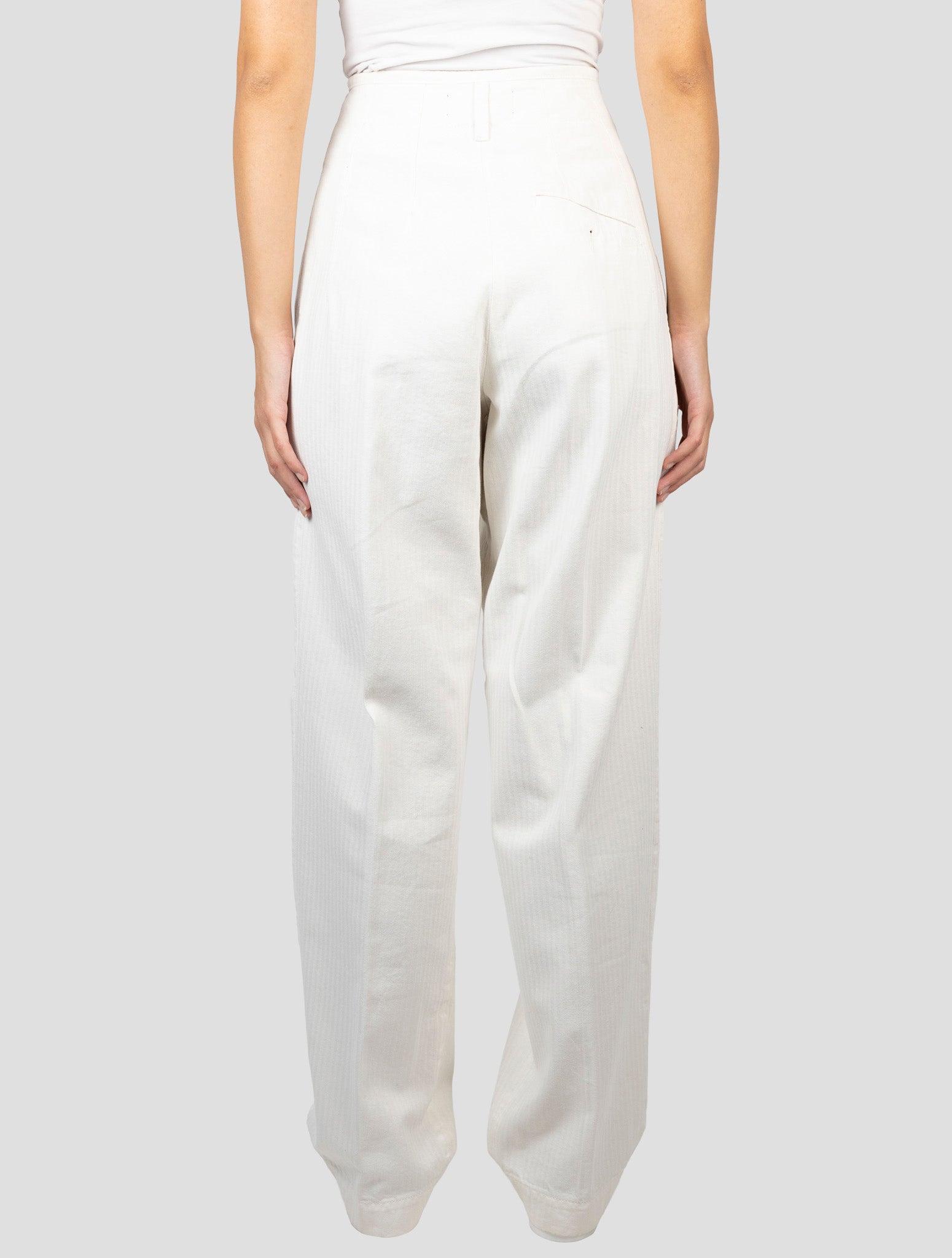 Kiton White Cotton Pants