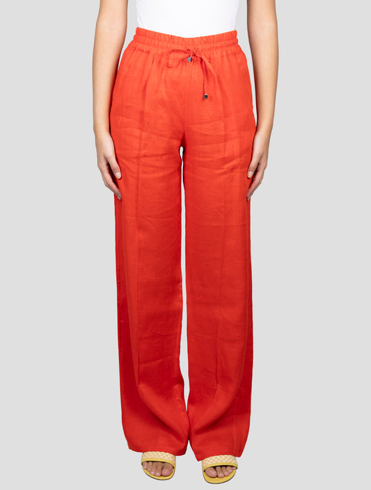 Kiton Red Linen Pants