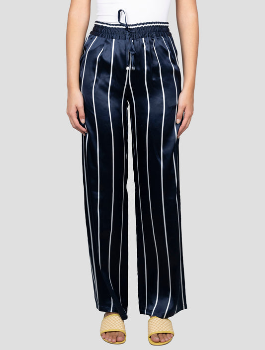 Kiton Blue White Silk Pants