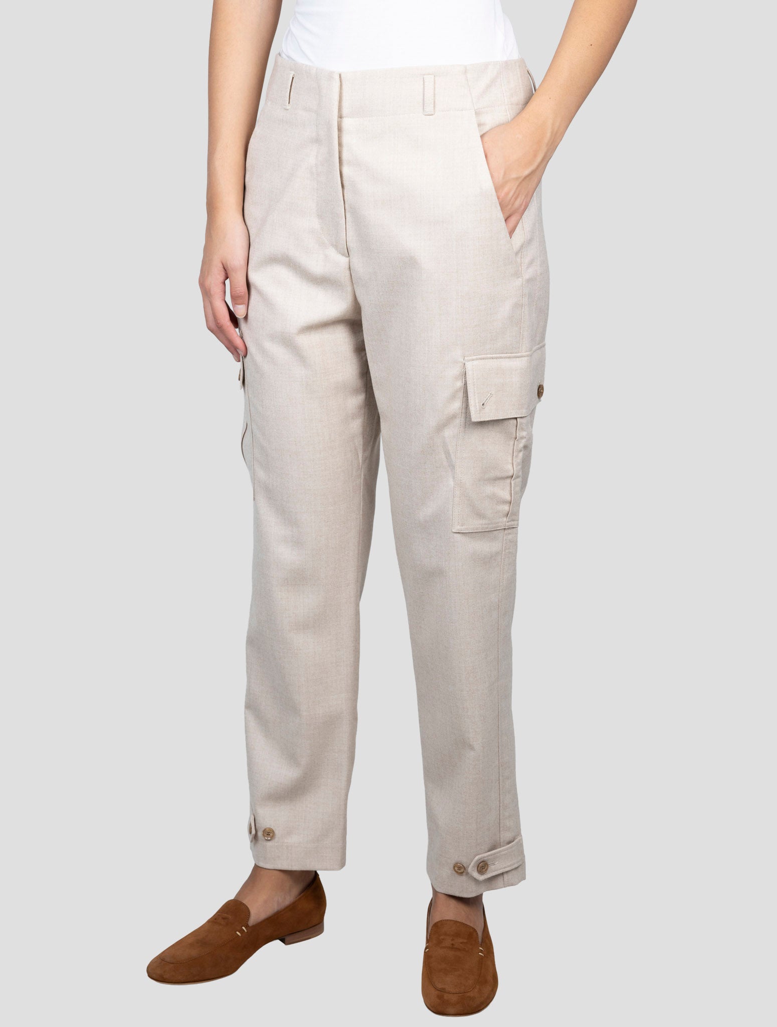Kiton Beige Virgin Wool Pl Ea Pants