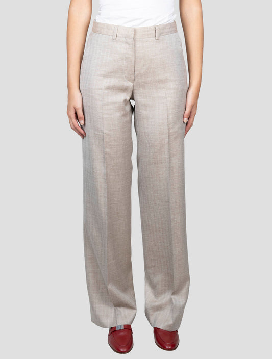 Kiton Beige Virgin Wool Silk Linen Pants