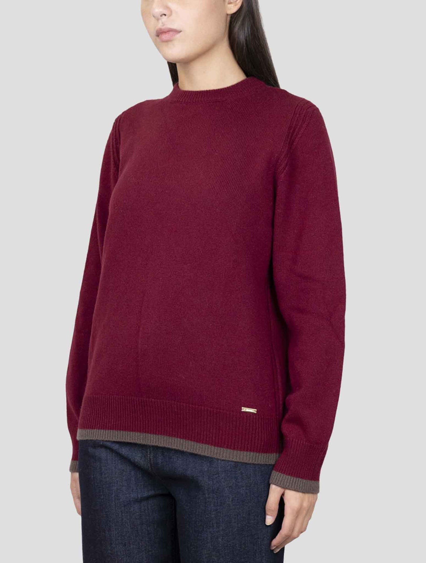 Kiton Burgundy Cashmere Sweater Crewneck