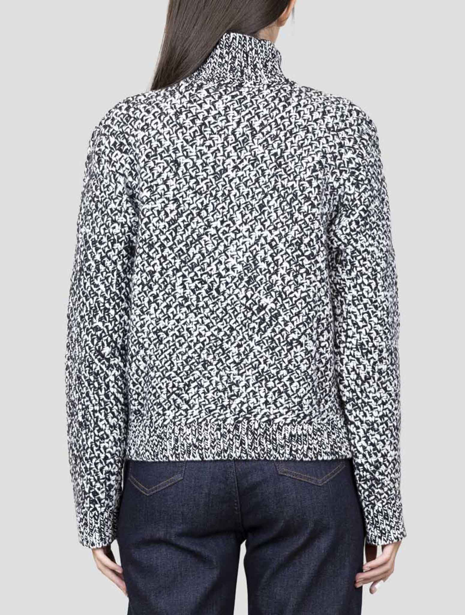 Kiton White Black Cashmere Sweater Turtleneck