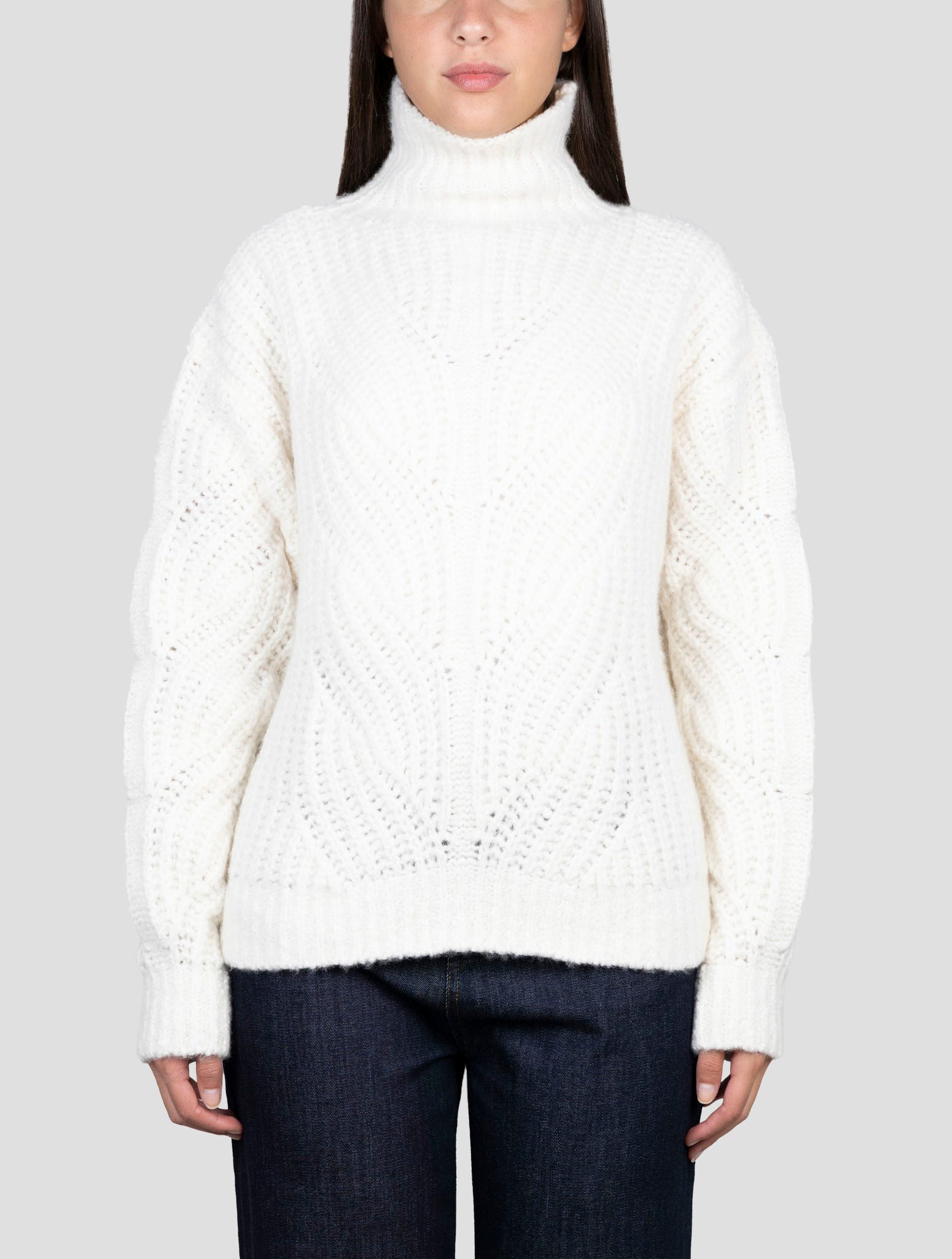 Kiton White Cashmere Silk Sweater Turtleneck