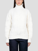 Kiton White Cashmere Silk Sweater Turtleneck