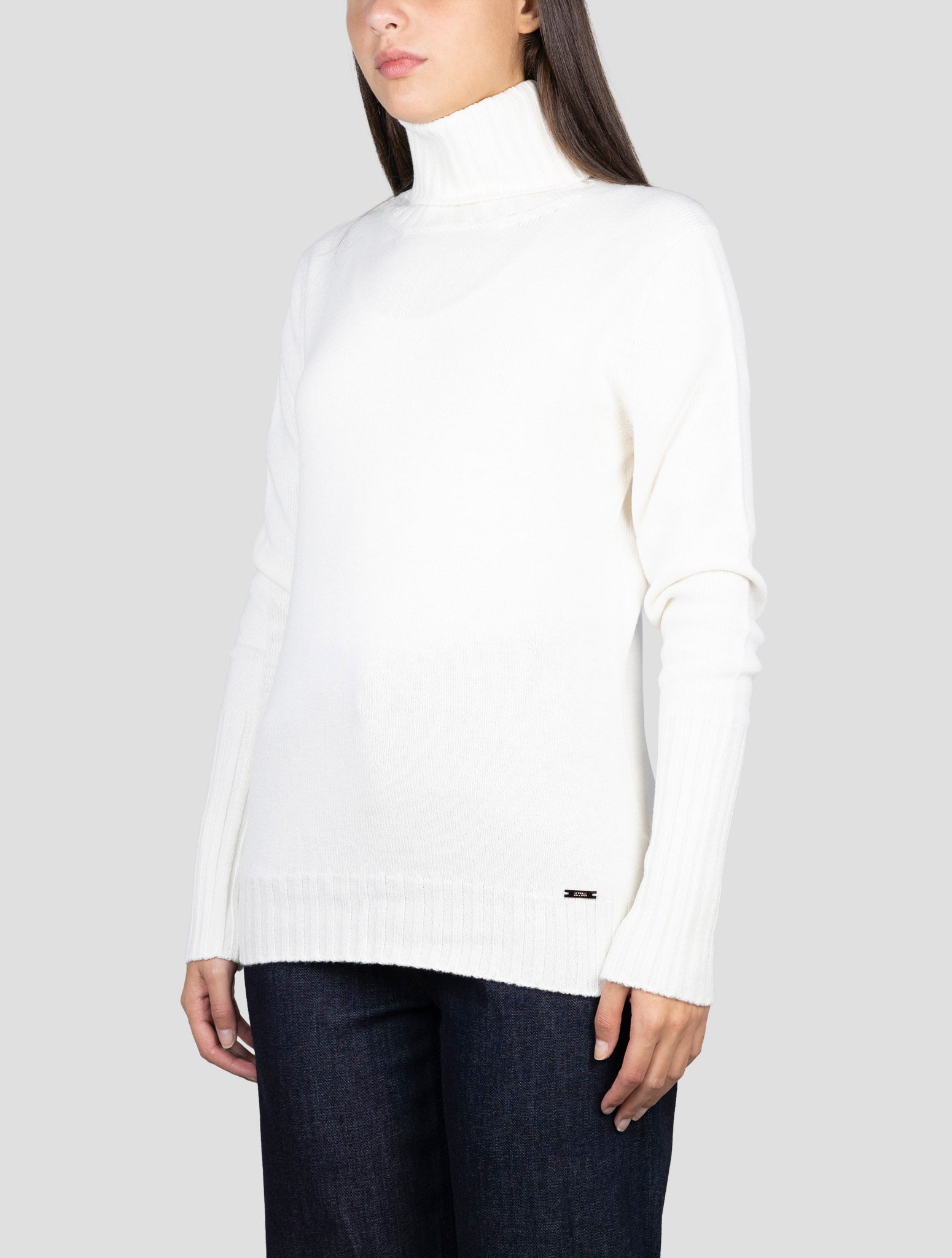 Kiton White Cashmere Sweater Turtleneck