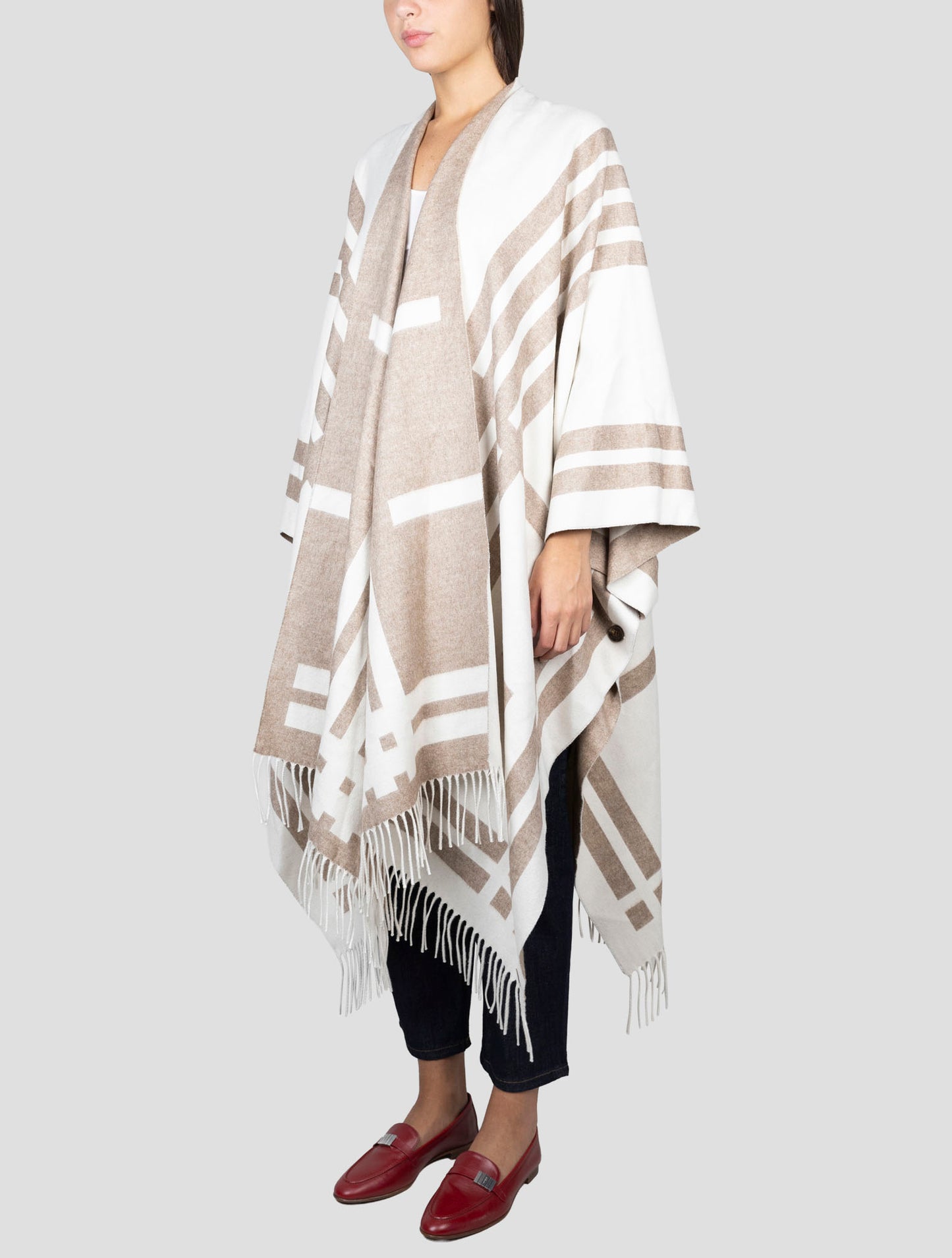 Kiton Beige Brown Silk Cashmere Poncho