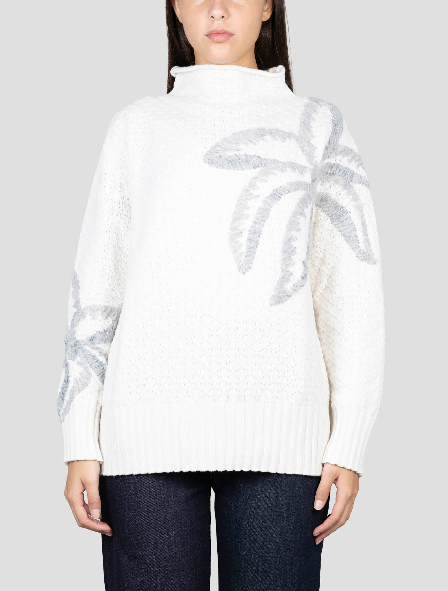 Kiton White Cashmere Sweater Half Neck