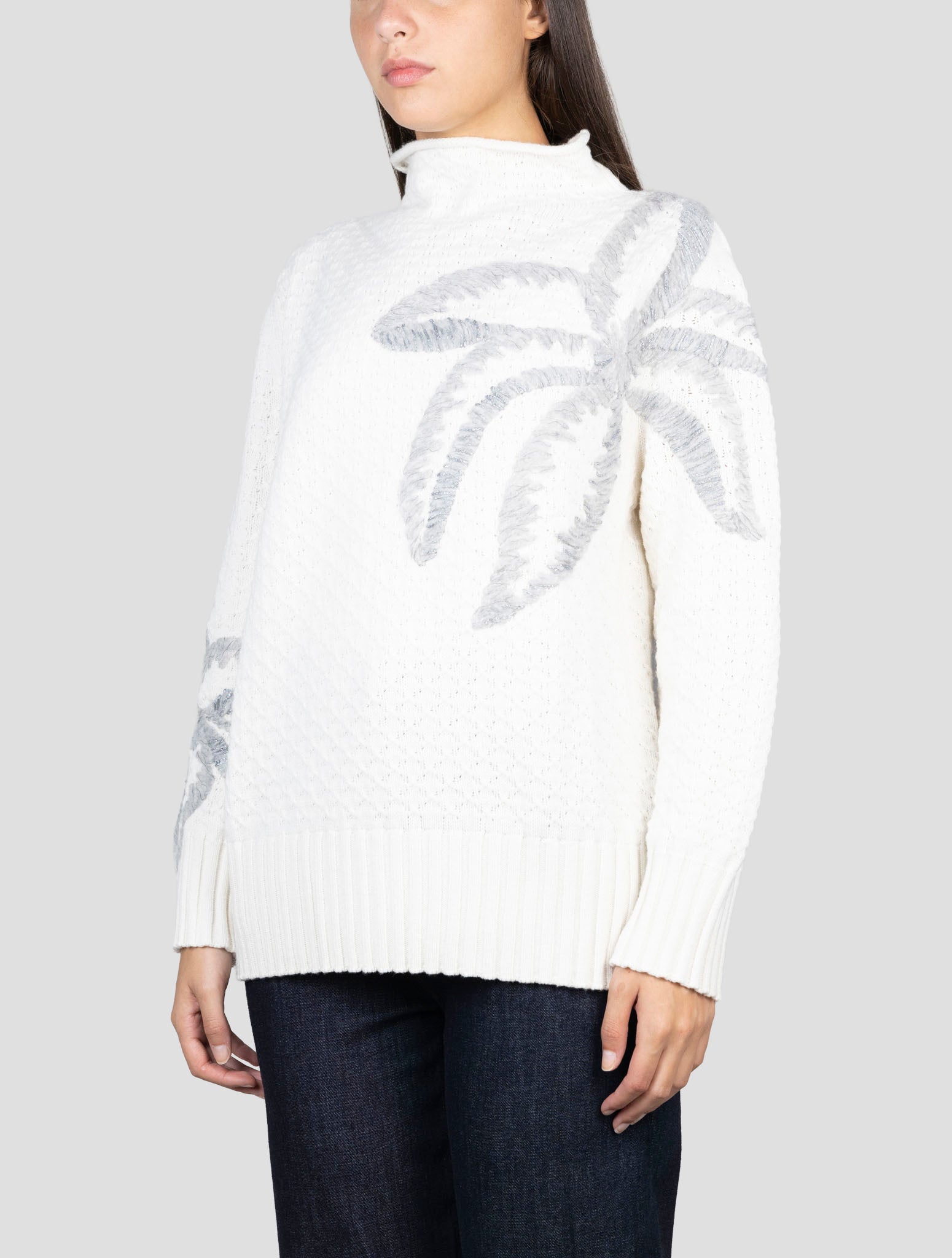 Kiton White Cashmere Sweater Half Neck