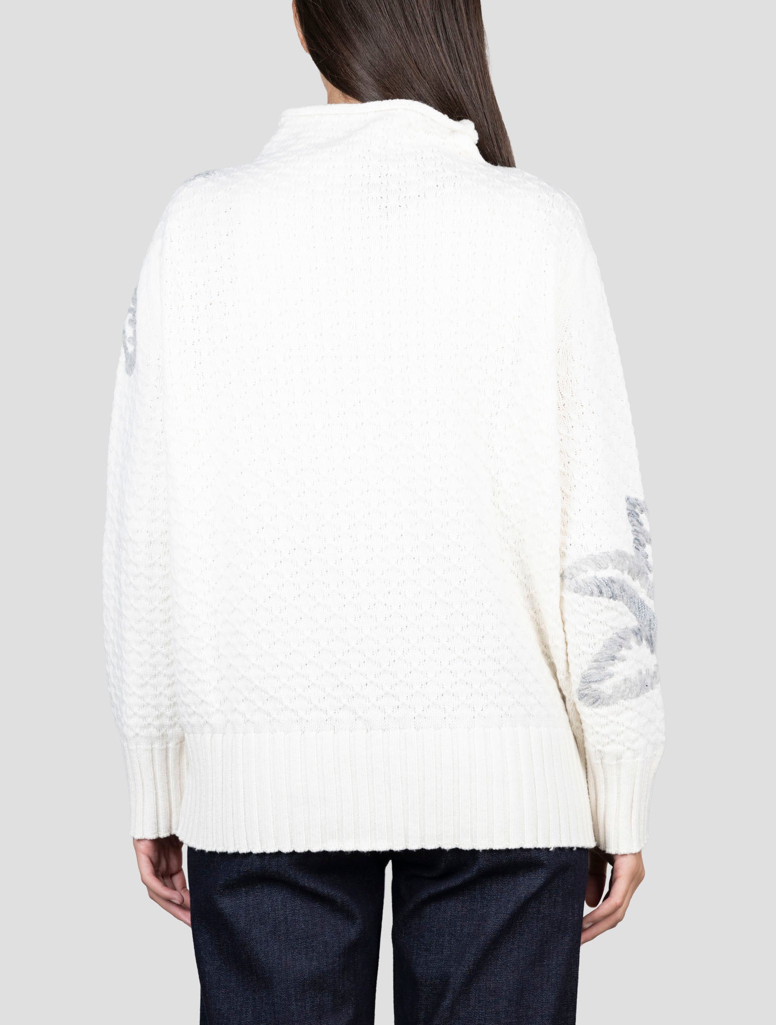 Kiton White Cashmere Sweater Half Neck