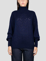 Kiton Blue Cashmere Silk Sweater Turtleneck