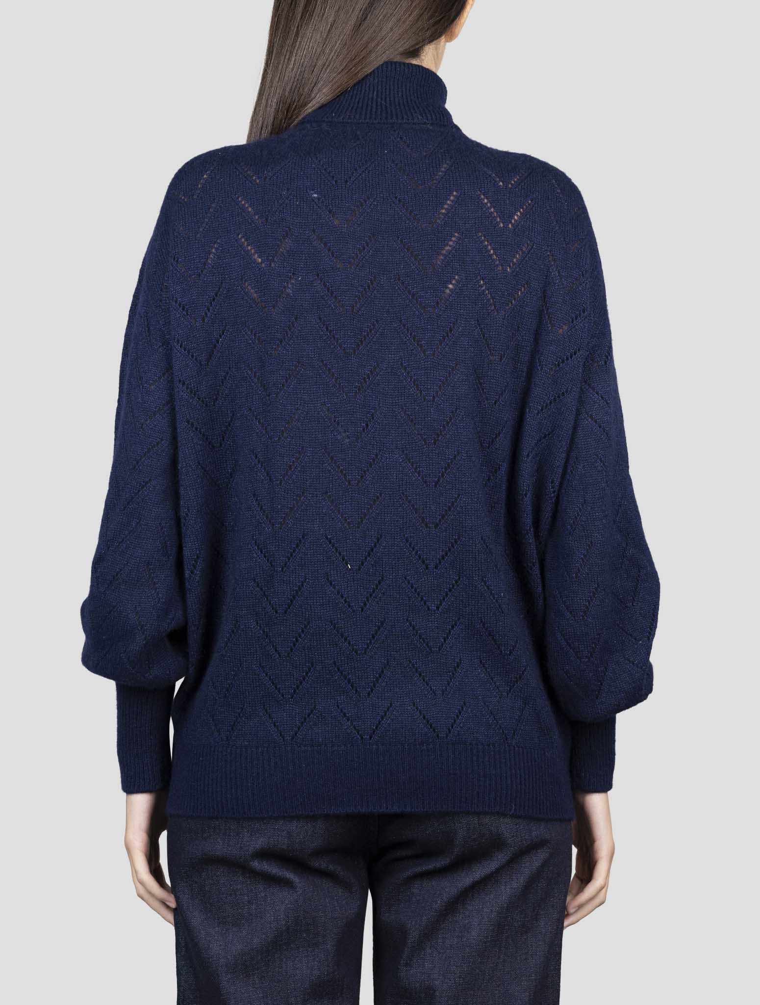 Kiton Blue Cashmere Silk Sweater Turtleneck