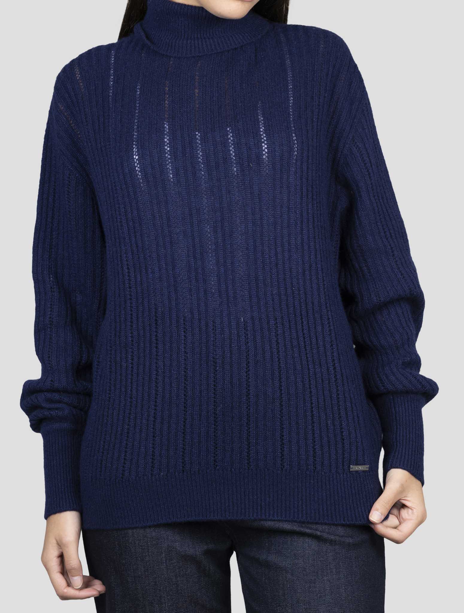 Kiton Blue Cashmere Silk Sweater Turtleneck