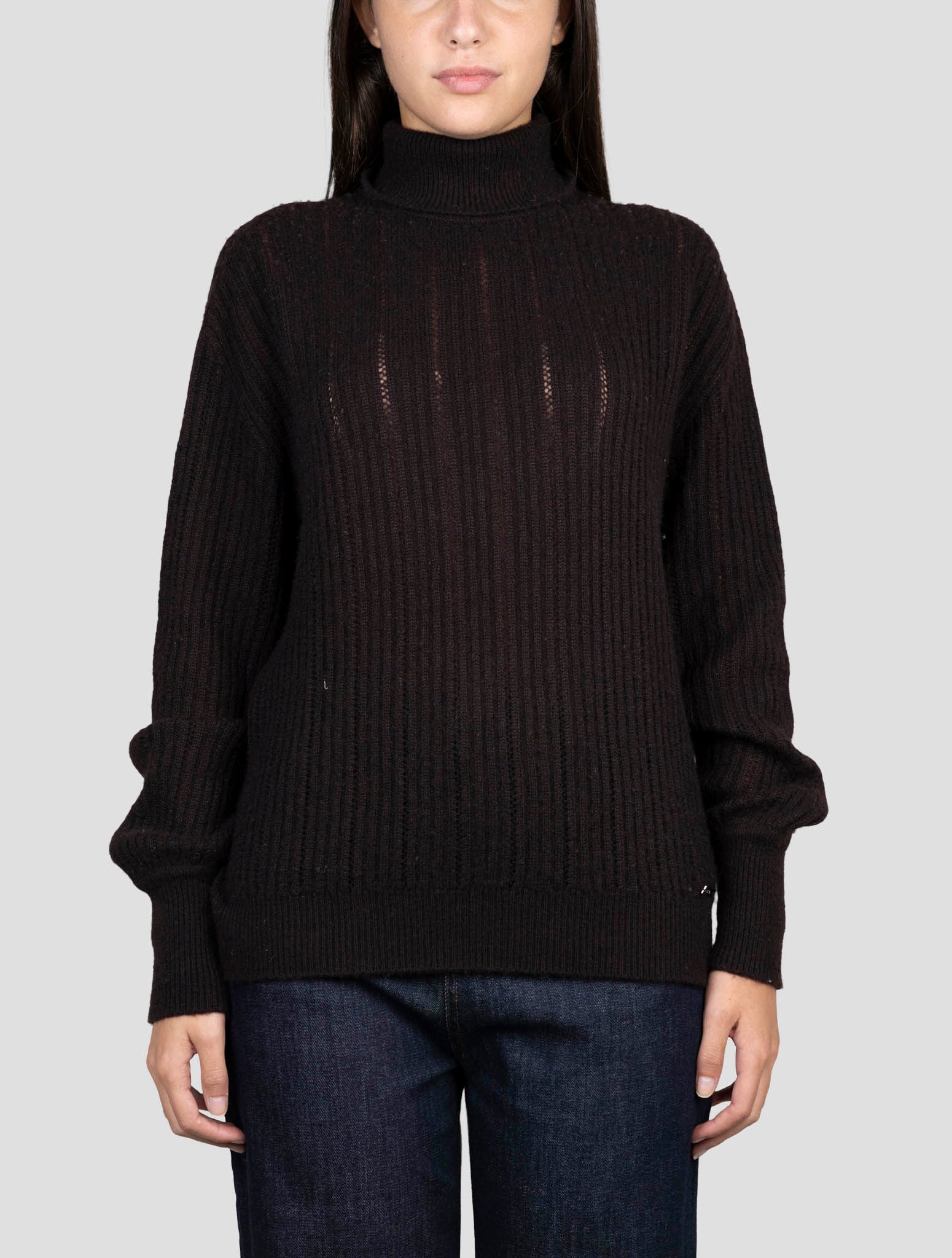 Kiton Brown Cashmere Silk Sweater Turtleneck