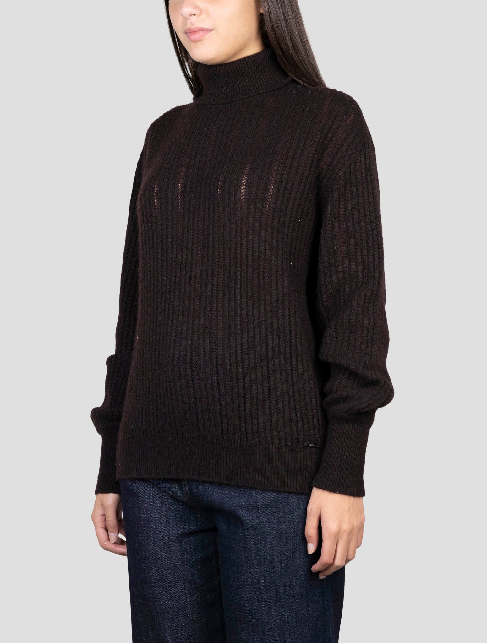 Kiton Brown Cashmere Silk Sweater Turtleneck